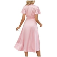 Zunfeo haljine za žene - kratki rukav elegantna modna haljina V izrez Majčin dan Poklon čvrst tanak
