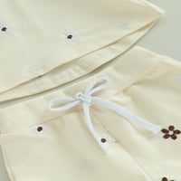 Dječji kratke hlače za djevojčice Postavite ljetne odjeće Cvjetni vez na listu Majica kratkih rukava