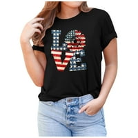 Honeeladyy ponude Love majica za žene Suncokret američka zastavica ženski dan neovisnosti Tors kratkih