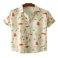NIUER MAN Regular Fit FIT kratki rukav košulju sa gljivama Štampani vrhovi Slatka crtana Cartoon ovratnik za letnju za svakodnevno trošenje