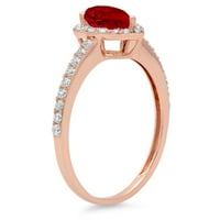 1.32ct kruška rez crveni prirodni granet 14k ružičasti ružičasti zlato ugraviranje izjava bridalna godišnjica angažmana vjenčana halo prstena veličine 4,25