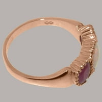 Britanci napravili tradicionalni zlatni prsten od 10k sa prirodnim Opalom i rubinom Womens Remise Ring - Veličine opcije - Veličina 4,25