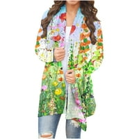 Simplmasygeni Ženske kardigane s dugim rukavima Otvoreno prednja modna cvjetna ispisana kardiganska jakna