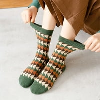 Žene zelene serije Jeseni i zimske čarape Mid cijev zadebljane vunene čarape Dijamantne ploče tople čarape a