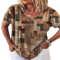 Grafička košulja za paille za žene Ležerne prilike kratkih rukava Summer V izrez Osnovni tees Plus veličine