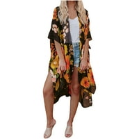 Floleo ženski trendi kardigan labav kaput odozgo za pokrov vrhova žena print šifonska plaža Kimono dugačka