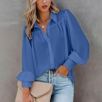 Beppter Womens V izrez za ženske prestrojene vrhove i bluze Gumb Gumb Prednja košulja Dame Bluze i vrhovi Dressy dugih rukava Bluza sa punim rukavima vrh