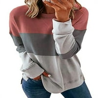 Ženska okrugla vrata dugih rukava dugih rukava Top pulover Bluza košulje u boji blokove