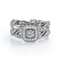 Antikni - okrugli dijamant - Edwardian Diamond filigranski prsten - Art Deco Style - Vjenčani prsten set u 10k bijelo zlato