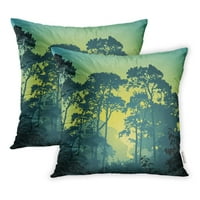 Šumska pejzaža u džungli i sunset Sunrise Silhouette jastučni kašika za jastuke 2