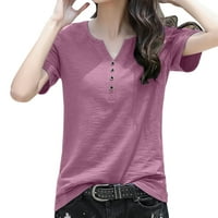 Ženski gumb Ležerne prilike Casual Dnevne majice V izrez kratki rukav majica TEE TOP TUNIC SLIM BLUZE