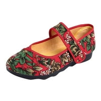 Sandale za žensko platno vezene lagane meke paletne cipele za žene crvene veličine 8.5