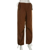 Žene niske struk teretne hlače Srednja odjeća Baggy Wide nogu pantalone s džepovima Y2K