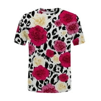 Yubatuo ženski vrhovi ženskih modnih casual udobnih ispisanih bluza s kratkim rukavima O-izrez za žene za žene