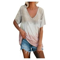 2DXuixsh T majice za ženske košulje za žene Striped Women Top Regular Beach Basic Tee Top s kratkim