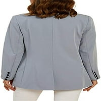 PLNOTME ženski ležerni blazer dugi rukav otvoren prednji radni ured osnovna jakna od pune boje sa džepovima