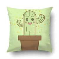 Slatki zeleni kaktusni ilustracijski jastuk pokriva jastučnice