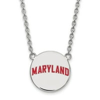 Čvrsta srebrna srebrna zvanična Maryland Veliki emajl Disk Privjesak ogrlica Charm lanac 18