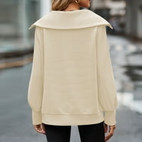 Podplag ženske koferne dukseve polu-zip pulover Top solid u boji Ležerne prilike dugih rukava za jesenje