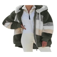 Herdignity Ženski termalni kaput raznobojni patentni zatvarač otvoren prednji kaput