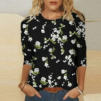 Ženski ljetni vrhovi plus veličina casual crewneck rukave majice cvjetni print fit osnovne bluze do 65% popusta