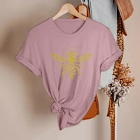 Ženske majice Ženski modni Ležerni festival Honeybee Ispiši okrugli vrat Kratki rukav Top bluza ružičasta