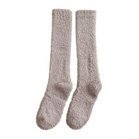 Zimske žene Coral Socks srednja cijev za spavanje kući Solidne teleske čarape Čarape Bijela jedna veličina