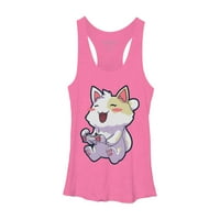 Anime Gamer Gaming Video igre Cat Kawaii Neko Gamer Womens Purple Heather Graphic Racerback Rezervoar