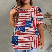 Yyeselk 4. srpnja Žene ženske patriotske majice casual posada vrata kratkih rukava TUNIC TURINS The Trendy American Flag Ispiši ljetne dame Bluze crveno l