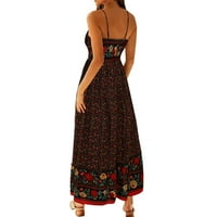 Leesechin ponude Maxi haljine za žene plus veličine dame boho cvjetni ispis u boji Kombinuita kratka