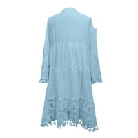 Haljine za žene plus veličine ženska klirenca za sunčanje Čvrsta V-izrez rukava Srednja dužina ljetne haljine svijetlo plava xxl