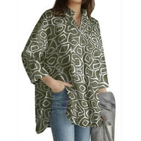 Ženske košulje s dugim rukavima Leopard Print Rever Shacket Bluze za žene