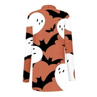 Fanxing Halloween Cardigan džemperi za žene BAT bundeve uzorak kardigans pada lagana otvorena prednja jakna kaput odozgo za klirence S, M, L, XL, XXL