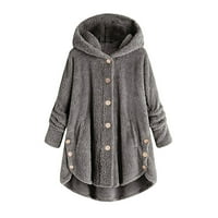 Clearsans topla zimska runo jakna za žene predimenzionirane casual labavo dugme plišane kardigane sa kapuljačom od runa Jakna od vunene kaputa