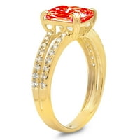 3,96ct jastuk rezan crveni simulirani dijamant 14k žuto zlato ugraviranje izjava svadbeni godišnjica