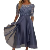 Jesen modni ženski čaj dužina veznih čipka čipke šifonske haljine