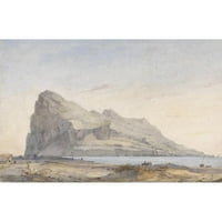 Willem Anthonie van Deventer Black Moderni uokvireni muzej umjetnički print pod nazivom - Rock van Gibraltar