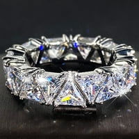Hanxiulin Silver Retro Elegantni trokutasti prsten za rhinestone Simplicity Legura nakita Prstenje žene