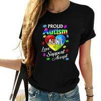 Ponosan autizam tetka ljubav podrška Prihvati pomoć Awrenne Ženska majica kratkih rukava sa prističom za oči - slatki ljetni vrh