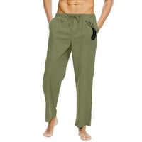Leesechin hlače za muškarce čišćenje čvrsti elastični pojas Pocket pamučne panele pane pantalone