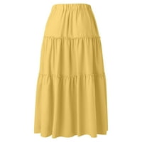 Knqrhpse Maxi haljine za žene elastični visak struka Boho maxi suknja ruffle a line ljuljačke duge suknje