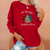 Ženski vrhovi Božićni print okrugli džemper sa otvorenim vratima Duks bez kapuljača Hot6SL867321
