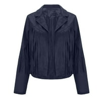 CLLIOS Women Fringe jakna Fau Suede Cardigan sa tasselom s dugim rukavima LEAGEL Vintage obrezirani