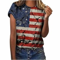 USA Themed majice Dan neovisnosti Ljetni vrhovi za žene Modna casual labava bluza zastava okruglih vrata