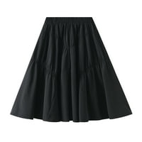 Ženske vintage elastične midi a-line suknje, visoke struke čvrste suknje