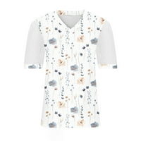 Stamzod vrhovi za žene modna kauzalna V-izrez vintage bluza za bluzu kratkih rukava majica ljetni vrhovi