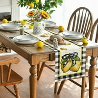 Buffalo plaid limunski stol trkač ljetna sezonska kuhinja Bouling Stolni ukras za unutarnji dekor za zabavu na otvorenom