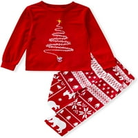Sinhoon Baby Girl Božićna odjeća Majica s dugim rukavima na dugim rukavima Crvena plairana hlače Xmas