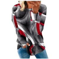 APEPAL ženska casual crewneck dugim rukavima s dugim rukavima slobodna strana split pulover tamno siva