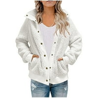 Floleo ženski kaput odobren jesen zimska modna s toplim jaknama za zimske tipke na zimskom dugme čvrsto